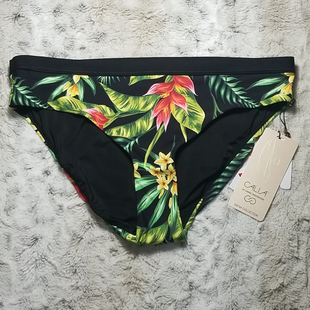 Calia Wide Banded Paradise Palm Bikini Bottoms